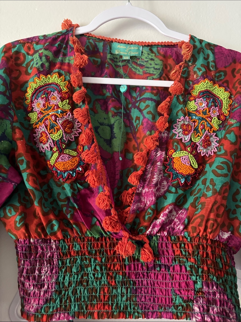 Bohemian Wide Leg Set - Floral Green & Magenta one size - Picture 7 of 8